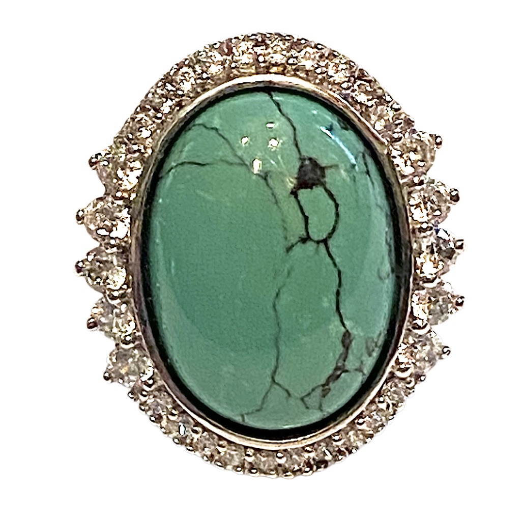 Joseph Esposito Ring 925 Turquoise Rhinestone Cocktail Statement Sterling Silver